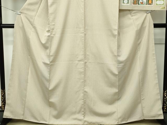 平和屋着物●極上　本塩沢　やまだ織　縞　阿部芳子作　証紙付き　逸品　未使用　CZAA4666s6
