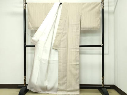 平和屋着物●極上　本塩沢　やまだ織　縞　阿部芳子作　証紙付き　逸品　未使用　CZAA4666s6
