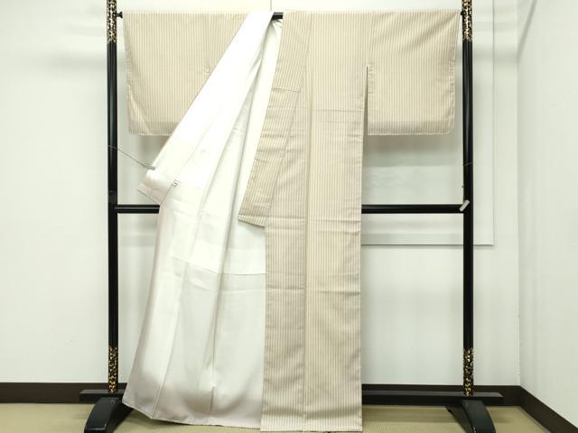平和屋着物●極上　本塩沢　やまだ織　縞　阿部芳子作　証紙付き　逸品　未使用　CZAA4666s6