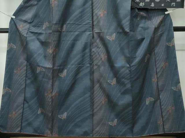 平和屋着物○極上 都喜ヱ門 本場大島紬 9マルキ 舞蝶文