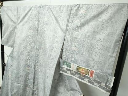 平和屋本店●極上　都喜ヱ門　本場大島紬　白大島　９マルキ　総絣　更紗花文　藤絹織物謹製　証紙付き　逸品　CZAA4670s6