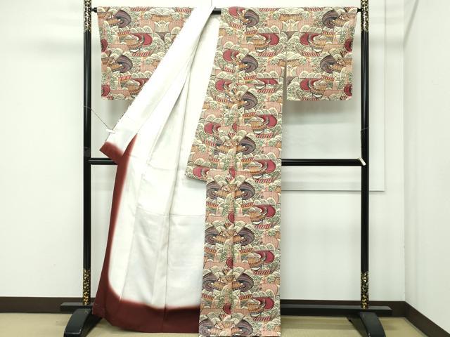 平和屋本店●最高級　城間栄順　本場琉球紅型　小紋　波濤に帆船文様　カラーコピー付き　逸品　未使用　CZAA4678s6