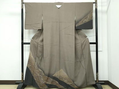 平和屋着物●極上　印傳　訪問着　江戸小紋　鮫小紋柄　花唐草文　逸品　未使用　CZAA4681s6