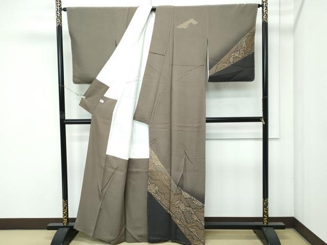 平和屋着物●極上　印傳　訪問着　江戸小紋　鮫小紋柄　花唐草文　逸品　未使用　CZAA4681s6