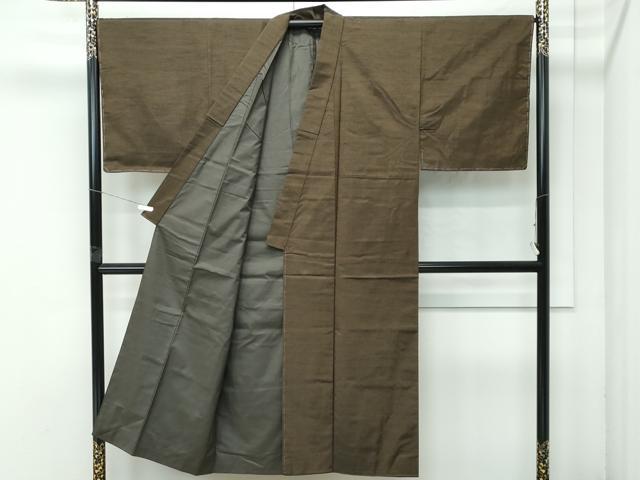 平和屋着物○極上 男性 紬 アンサンブル 色無地 媚茶色 逸品 未使用