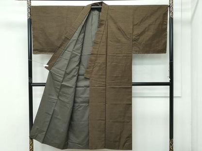平和屋着物●極上　男性　紬　アンサンブル　色無地　媚茶色　逸品　未使用　CZAA4687s6