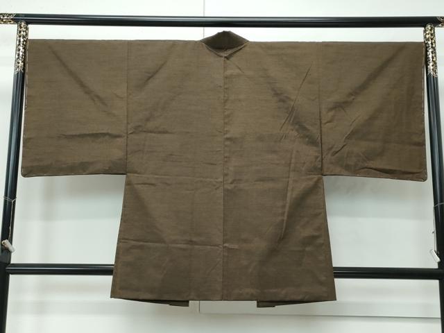 平和屋着物●極上　男性　紬　アンサンブル　色無地　媚茶色　逸品　未使用　CZAA4687s6