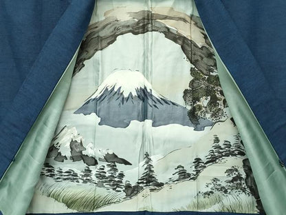 平和屋着物●極上　男性　紬　アンサンブル　色無地　鉄御納戸色　逸品　CZAA4688s6