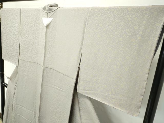 平和屋着物●極上　黄金糸　お召　花唐草文　茶鼠色地　反端付き　逸品　未使用　CZAA4698s6