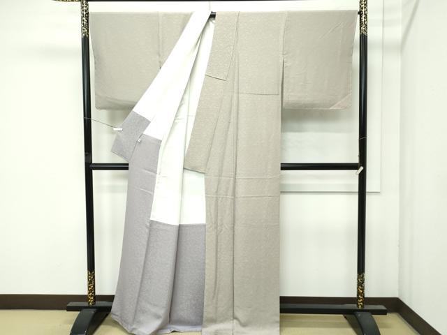 平和屋着物●極上　黄金糸　お召　花唐草文　茶鼠色地　反端付き　逸品　未使用　CZAA4698s6