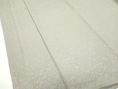 平和屋着物●極上　黄金糸　お召　花唐草文　茶鼠色地　反端付き　逸品　未使用　CZAA4698s6