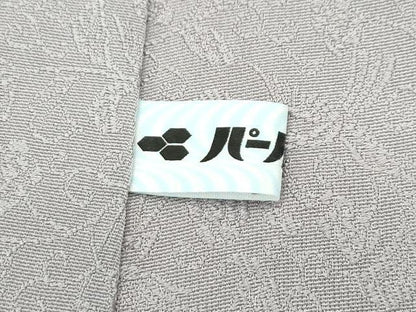 平和屋着物●極上　黄金糸　お召　花唐草文　茶鼠色地　反端付き　逸品　未使用　CZAA4698s6