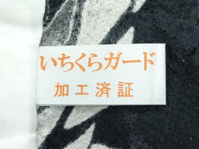 平和屋着物▽極上 小紋 単衣 薔薇 バラ 黒地 逸品 CZAA4699s6