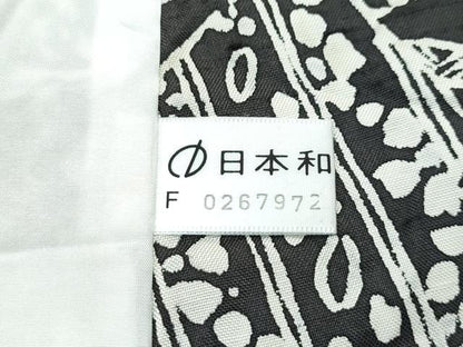 平和屋本店▽極上　石川県指定無形文化財　牛首紬　白山工房　手織り　単衣　切嵌花唐草文　海松茶色地　証紙付き　逸品　CZAA4702s6
