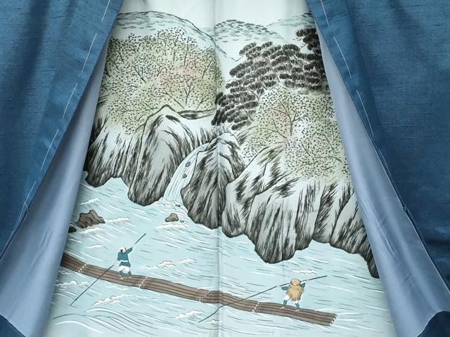 平和屋着物●極上　男性　紬　アンサンブル　キングサイズ　色無地　鉄御納戸色　逸品　未使用　CZAA4707s6