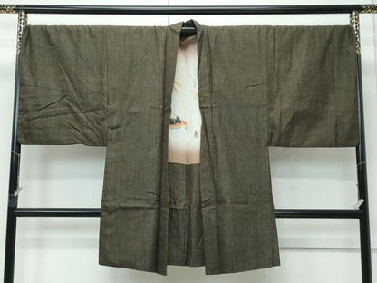 平和屋着物●極上　男性　紬　アンサンブル　キングサイズ　霞文　逸品　CZAA4709s6