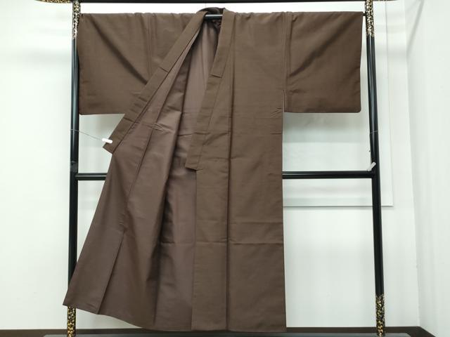 平和屋本店●極上　男性　紬　アンサンブル・長襦袢セット　色無地　涅色　逸品　CZAA4710s6