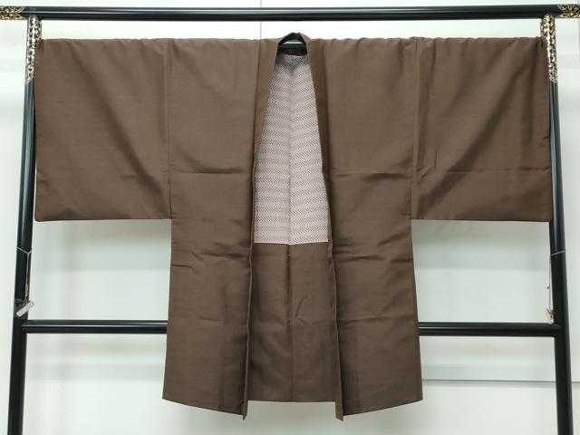 平和屋本店●極上　男性　紬　アンサンブル・長襦袢セット　色無地　涅色　逸品　CZAA4710s6