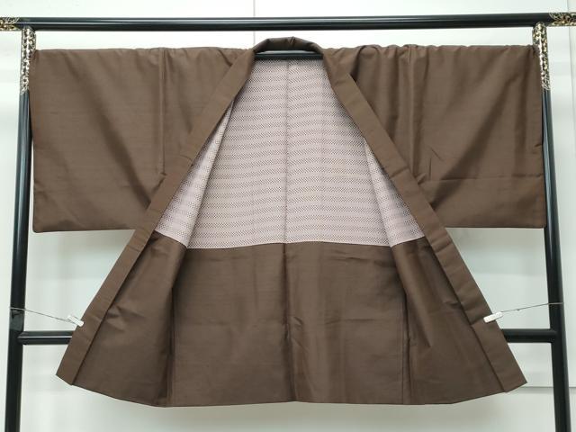 平和屋本店●極上　男性　紬　アンサンブル・長襦袢セット　色無地　涅色　逸品　CZAA4710s6