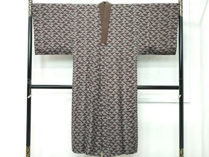 平和屋本店●極上　男性　紬　アンサンブル・長襦袢セット　色無地　涅色　逸品　CZAA4710s6