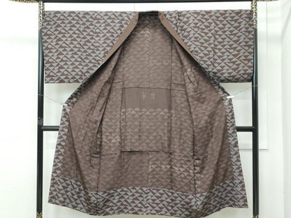 平和屋本店●極上　男性　紬　アンサンブル・長襦袢セット　色無地　涅色　逸品　CZAA4710s6