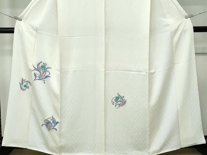 平和屋着物●極上　訪問着　草花文　金彩　鳥の子色地　逸品　未使用　CZAA4714s6