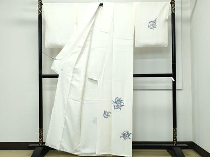 平和屋着物●極上　訪問着　草花文　金彩　鳥の子色地　逸品　未使用　CZAA4714s6