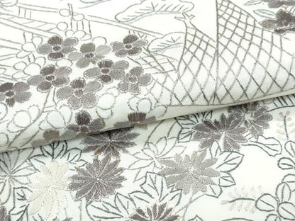 平和屋本店●極上　訪問着　本場縞大島紬地　白大島　総刺繍　御所解文　大島紬巨匠　証紙付き　逸品　未使用　CZAA5724s6
