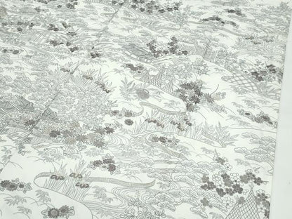 平和屋本店●極上　訪問着　本場縞大島紬地　白大島　総刺繍　御所解文　大島紬巨匠　証紙付き　逸品　未使用　CZAA5724s6