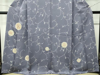 平和屋本店●極上　訪問着　刺繍　正倉院花唐草文　紫鼠色地　逸品　未使用　CZAA4717s6