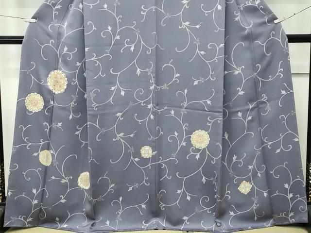 平和屋本店●極上　訪問着　刺繍　正倉院花唐草文　紫鼠色地　逸品　未使用　CZAA4717s6
