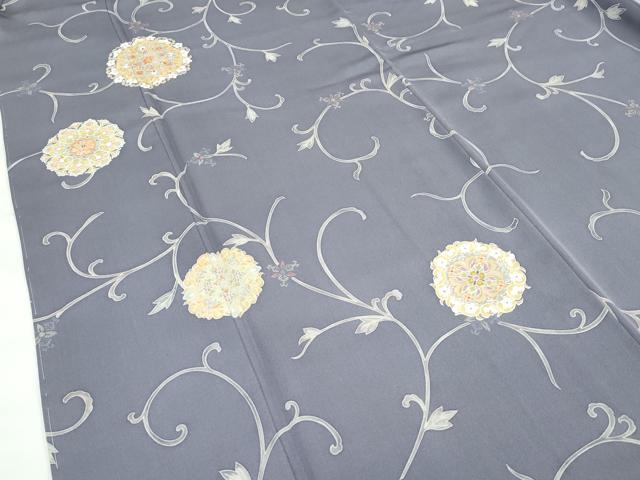 平和屋本店●極上　訪問着　刺繍　正倉院花唐草文　紫鼠色地　逸品　未使用　CZAA4717s6