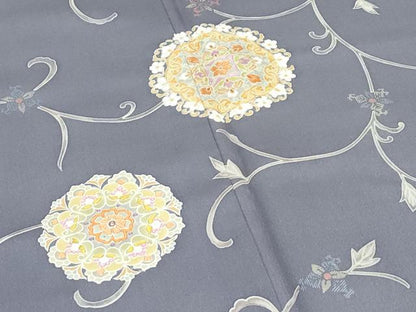 平和屋本店●極上　訪問着　刺繍　正倉院花唐草文　紫鼠色地　逸品　未使用　CZAA4717s6