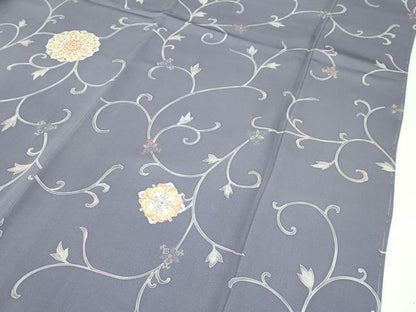 平和屋本店●極上　訪問着　刺繍　正倉院花唐草文　紫鼠色地　逸品　未使用　CZAA4717s6