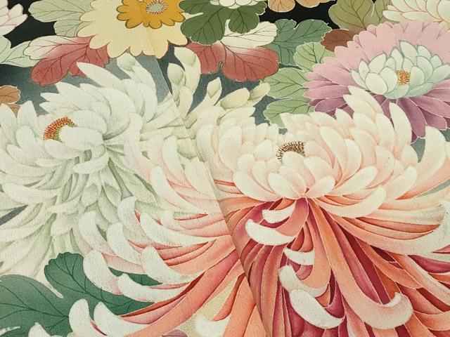 平和屋着物○極上 アンティーク 大正ロマン 振袖 刺繍 花車文 暈し染め