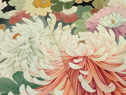 平和屋着物●極上　アンティーク　大正ロマン　振袖　刺繍　花車文　暈し染め　黒地　金彩　逸品　CZAA4720s6