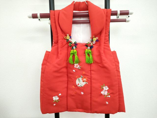 平和屋本店[]極上 七五三 女の子 3歳 被布・草履・巾着・髪飾りセット ４点セット 刺繍 鈴 草花文 金糸 逸品 新品 CZAA4723s6
