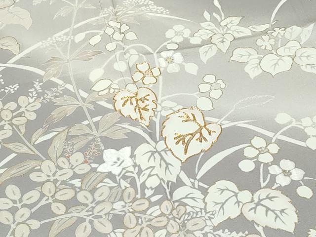 平和屋本店●極上　創業460年・千總　訪問着　駒刺繍　草花文　暈し染め　金彩　利休白茶色地　高島屋扱い　逸品　CZAA5720s6