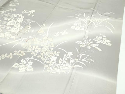 平和屋本店●極上　創業460年・千總　訪問着　駒刺繍　草花文　暈し染め　金彩　利休白茶色地　高島屋扱い　逸品　CZAA5720s6