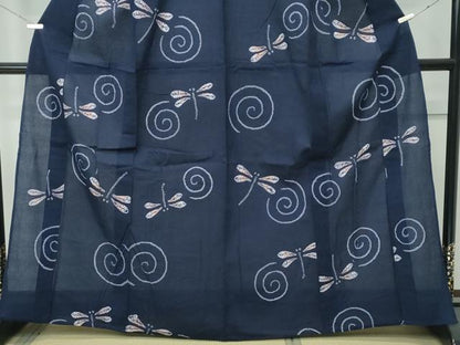 平和屋着物∴極上 夏物 浴衣 有松鳴海絞り 渦巻 トンボ 藍鉄色地 綿 逸品 未使用 CZAA4731s6