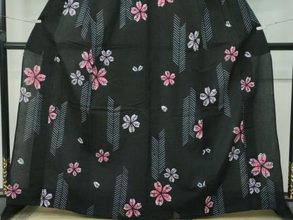 平和屋着物∴極上 夏物 浴衣 有松鳴海絞り 舞花文 黒地 綿 逸品 未使用 CZAA4733s6