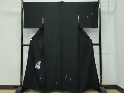 平和屋着物●極上　訪問着　犬　黒地　反端付き　逸品　未使用　CZAA4741s6