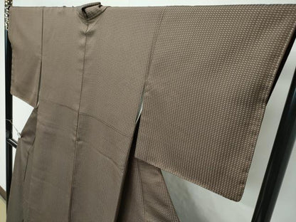 平和屋本店●希少　西陣　木野織物　菱屋善兵衛謹製　お召　格子柄　反端付き　逸品　未使用　CZAA4742s6