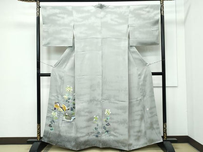 平和屋着物●極上　人間国宝・羽田登喜男　色留袖　鴛鴦　たたき染め　金銀彩逸品　CZAA4746s6