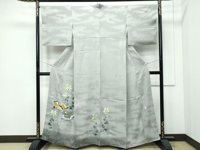 平和屋着物●極上　人間国宝・羽田登喜男　色留袖　鴛鴦　たたき染め　金銀彩逸品　CZAA4746s6