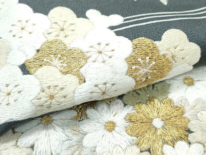 平和屋本店●極上　訪問着　総手刺繍　松竹梅菊桐文　金糸　墨色地　逸品　CZAA4759s6