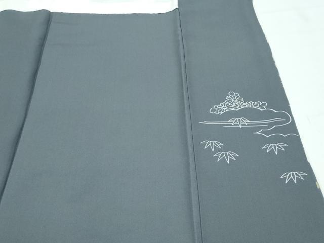 平和屋本店●極上　訪問着　総手刺繍　松竹梅菊桐文　金糸　墨色地　逸品　CZAA4759s6