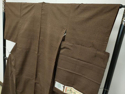 平和屋本店●極上　国指定重要無形文化財　本場久米島紬　手織　純草木染　泥染　間道　証紙付き　逸品　CZAA4766s6