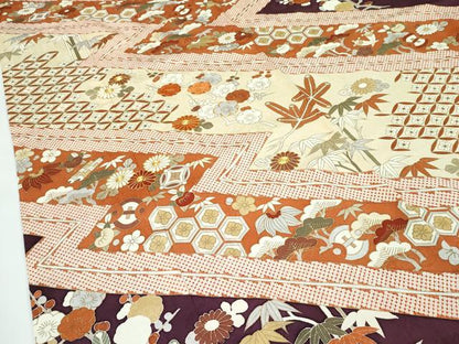 平和屋本店■極上　銀座きしや　訪問着　駒刺繍　宝尽松竹梅松皮取文様　金彩　たとう紙・共箱付き　逸品　CZAA4776s6