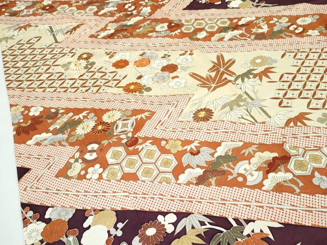 平和屋本店■極上　銀座きしや　訪問着　駒刺繍　宝尽松竹梅松皮取文様　金彩　たとう紙・共箱付き　逸品　CZAA4776s6
